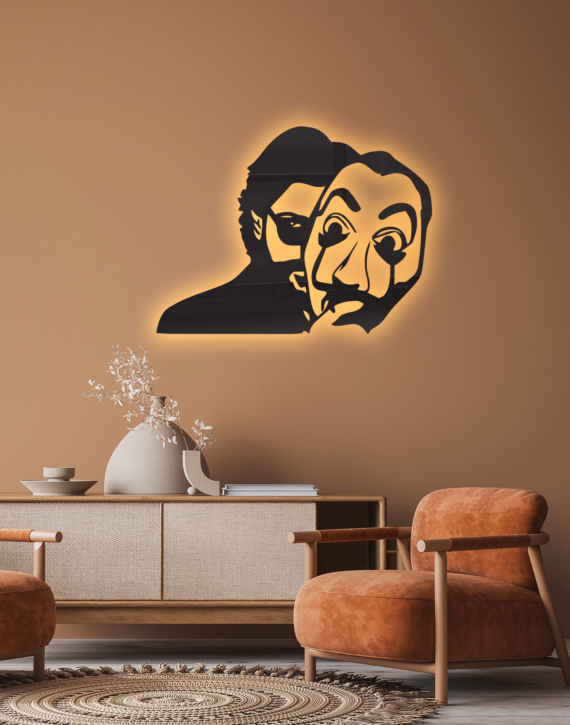 Money Heist Mask silhouette – Premium Acrylic Wall Art