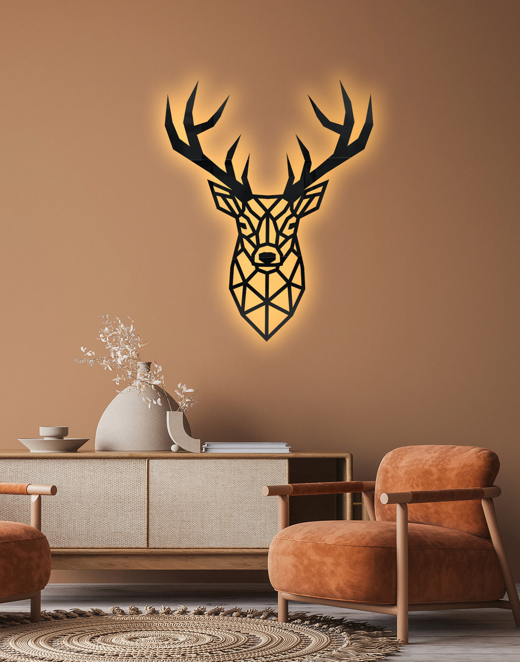 Abstract Deer Head Silhouette – Modern Acrylic Animal Wall Art