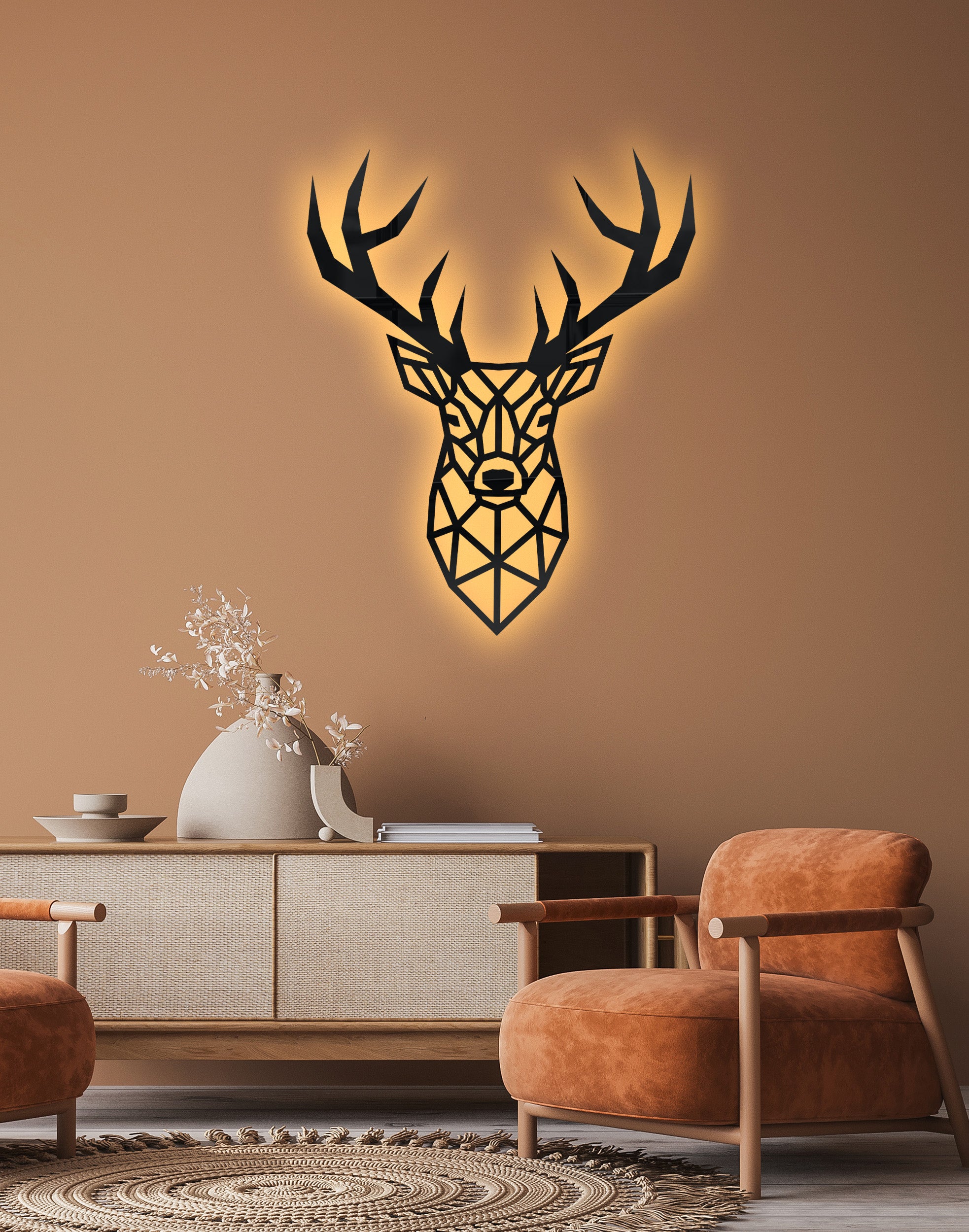 Abstract Deer Head Silhouette – Modern Acrylic Animal Wall Art