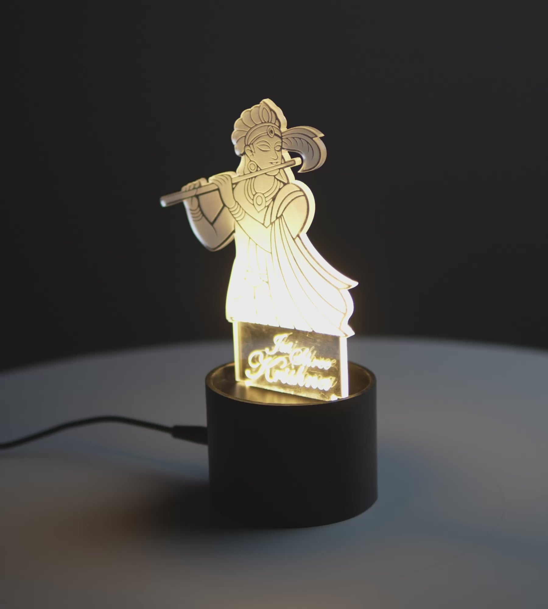Divine Shri Krishna Acrylic LED Lamp - Warm White