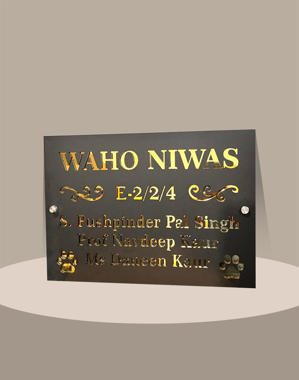 Luxury Gold on Matte Grey Personalized Name Plate