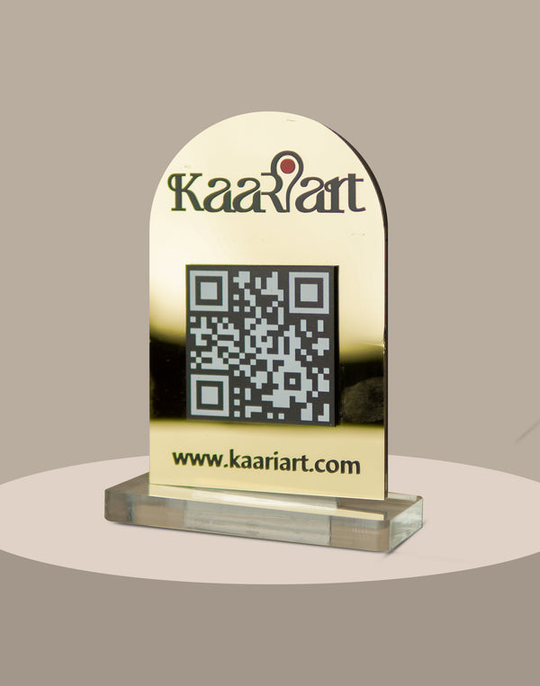 Customized Business  Black & Gold Acrylic QR Stand - Scan & Pay