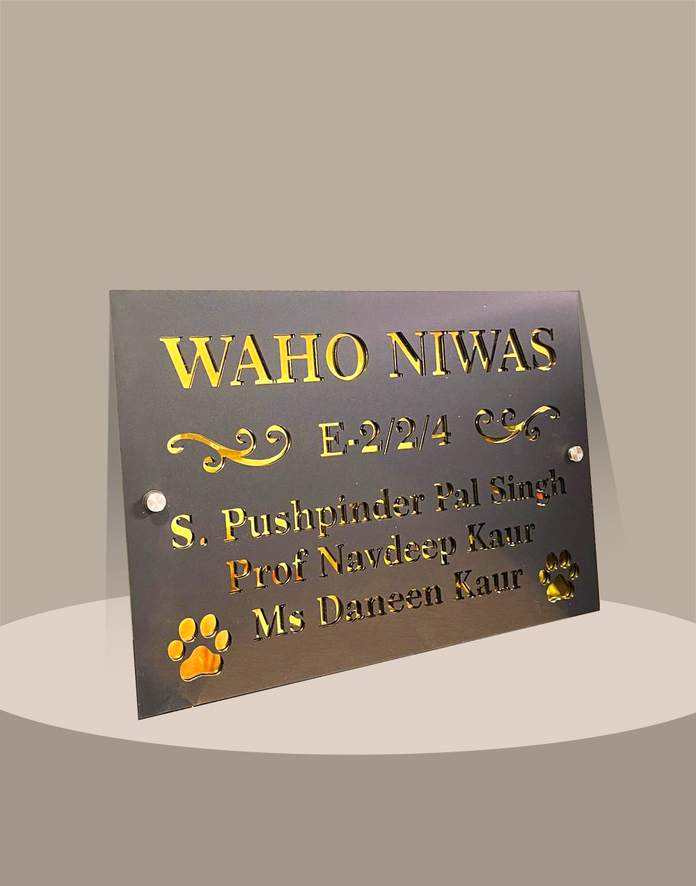 Luxury Gold on Matte Grey Personalized Name Plate