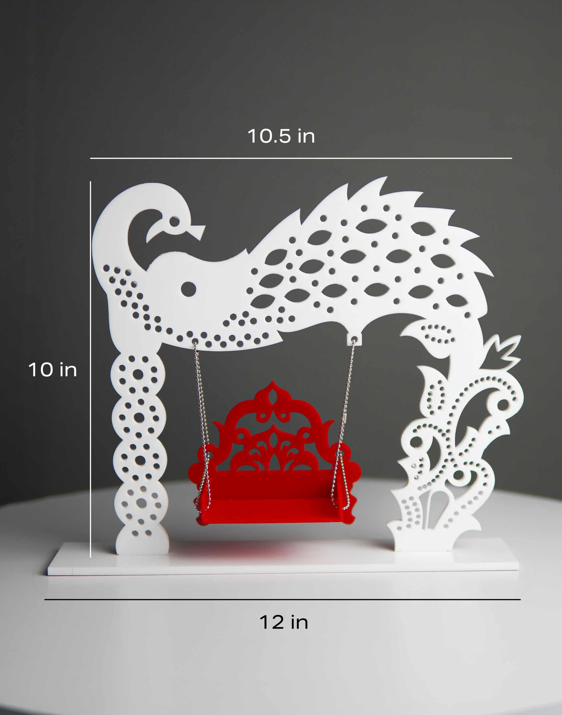 Red & White Radha Krishna Acrylic Jhula – Premium Spiritual Decor